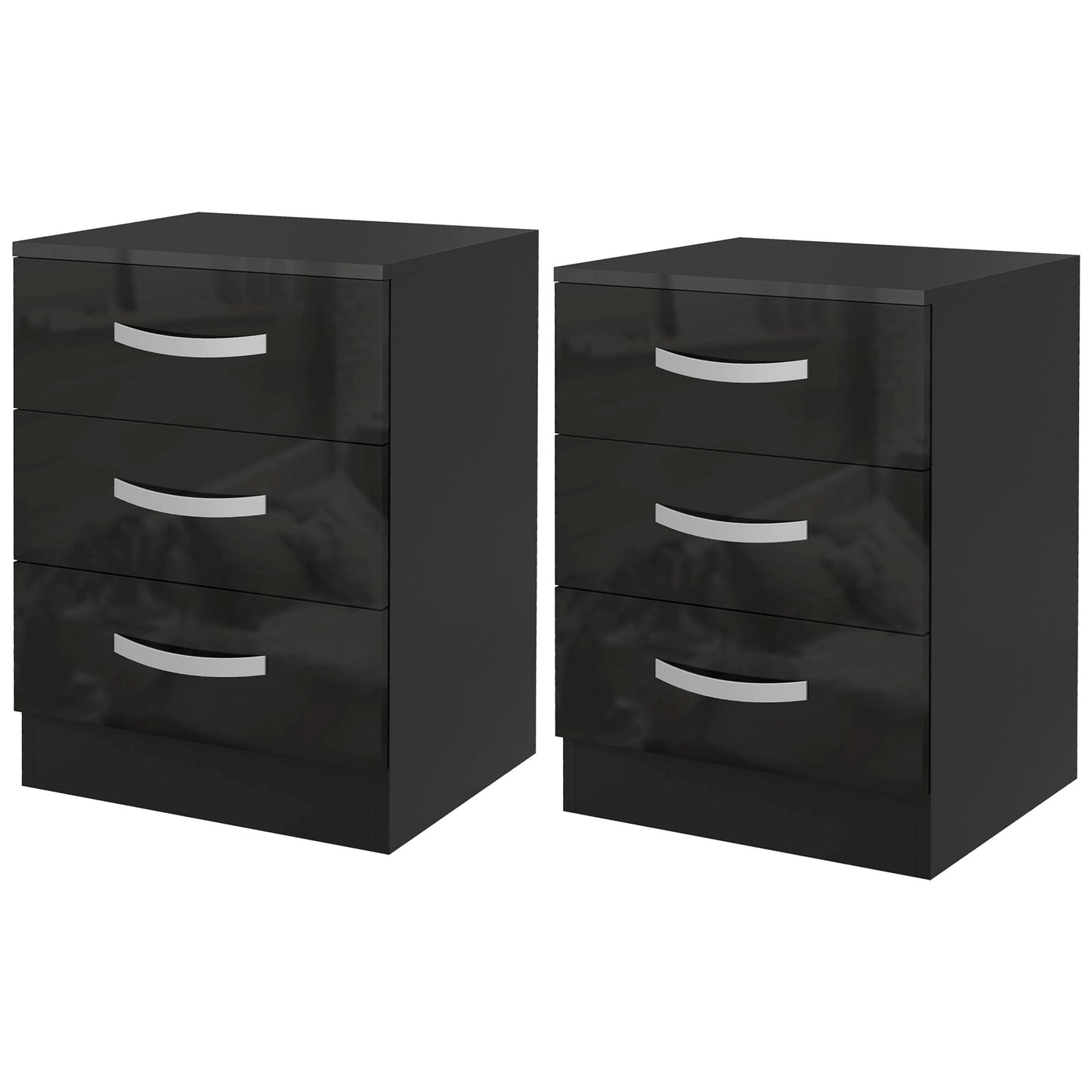 Tables de chevet modernes ensemble de 2 avec 3 tiroirs