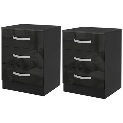 Tables de chevet modernes ensemble de 2 avec 3 tiroirs