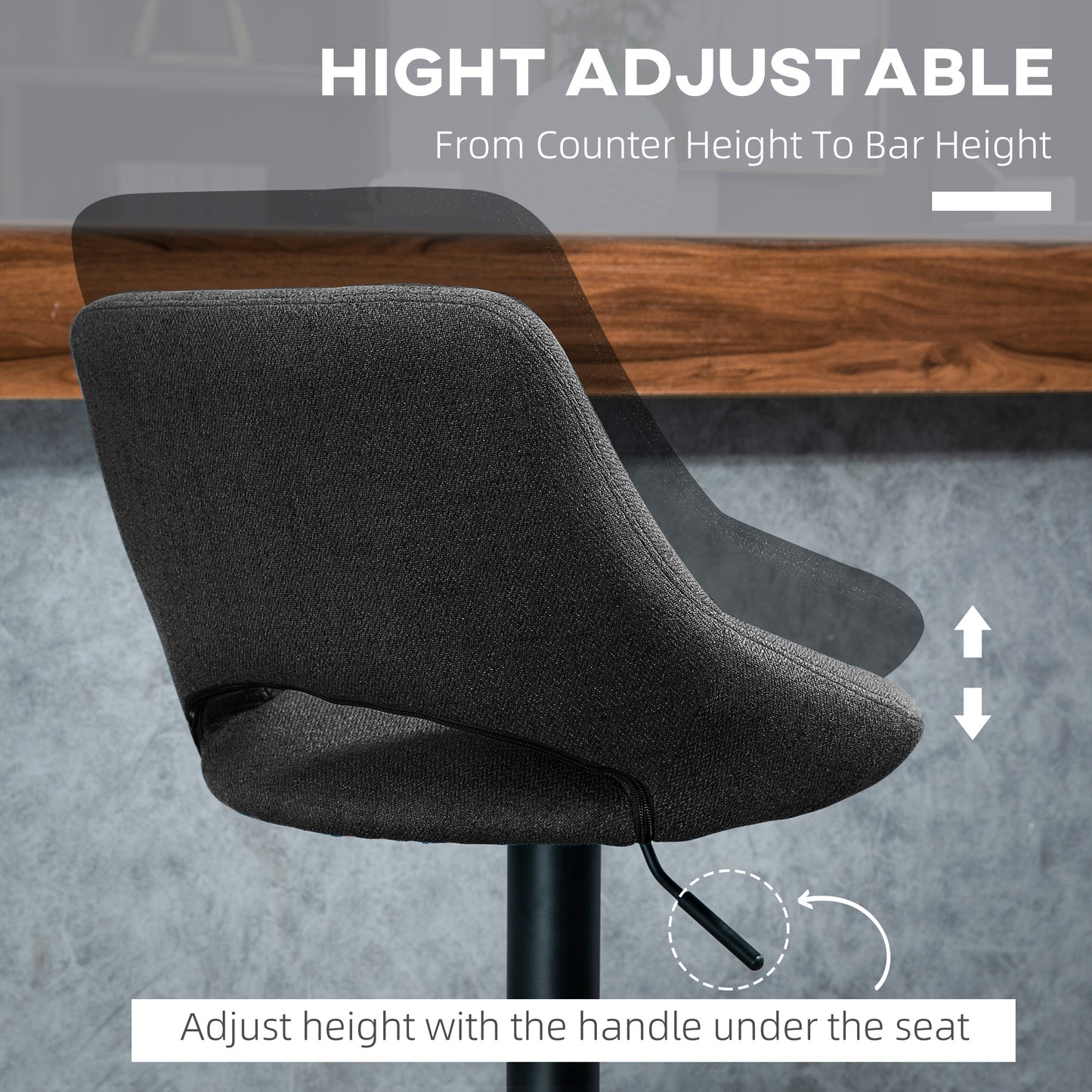Tabourets de bar pivotants ajustables en lin — Ensemble de 2
