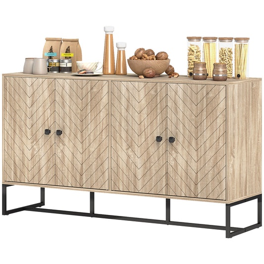 Buffet bahut de salon en bois d'ingénierie et acier