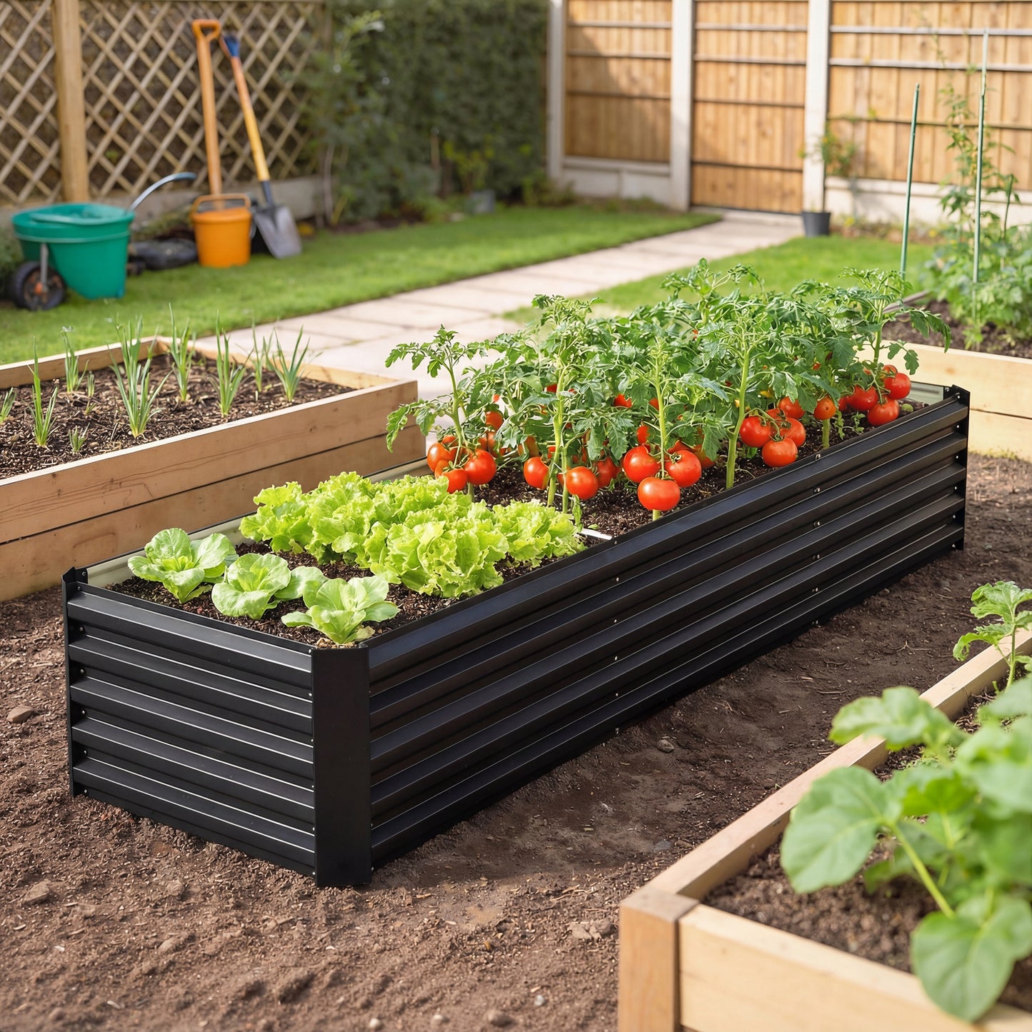 Bac de jardinage surélevé galvanisé 240 x 80 x 45 cm