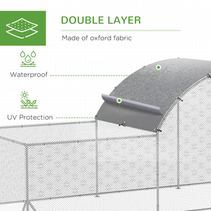 Grand poulailler en métal avec enclos et bâche imperméable