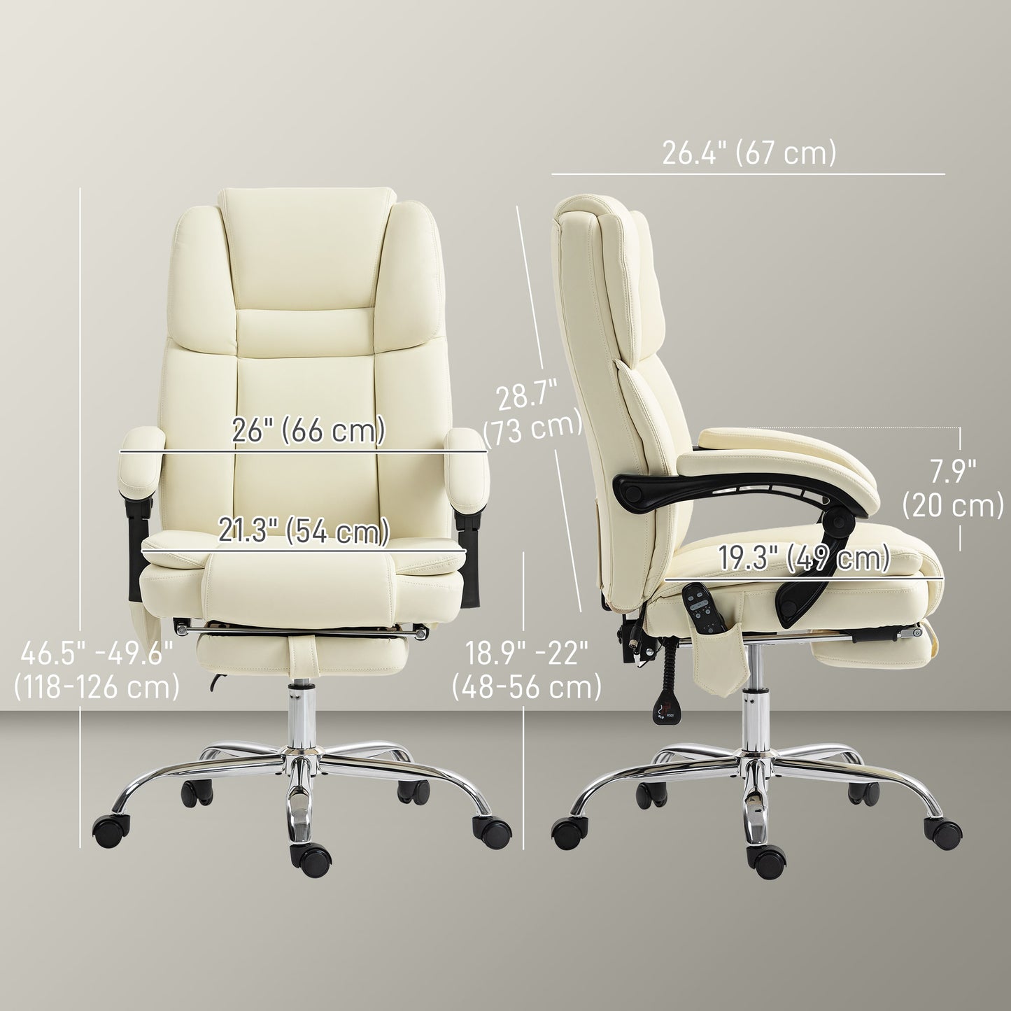 Chaise de bureau massante inclinable avec repose-pieds