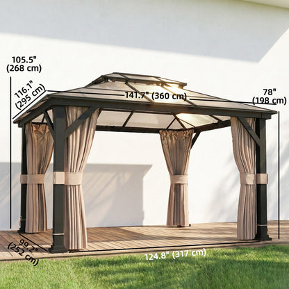 Gazebo toit rigide polycarbonate double 3m x 3,6m — Kaki