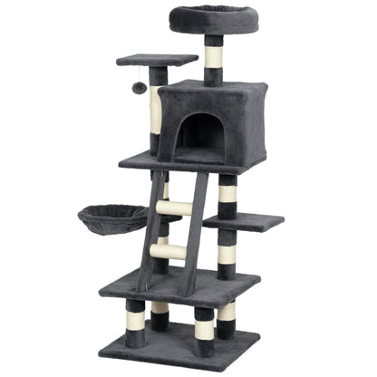 Arbre à chat multi-niveaux 132 cm — gris