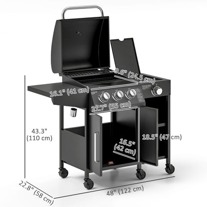Barbecue à gaz 3 brûleurs avec brûleur latéral