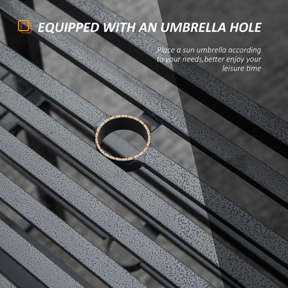 Banc de jardin acier avec table centrale — Gris