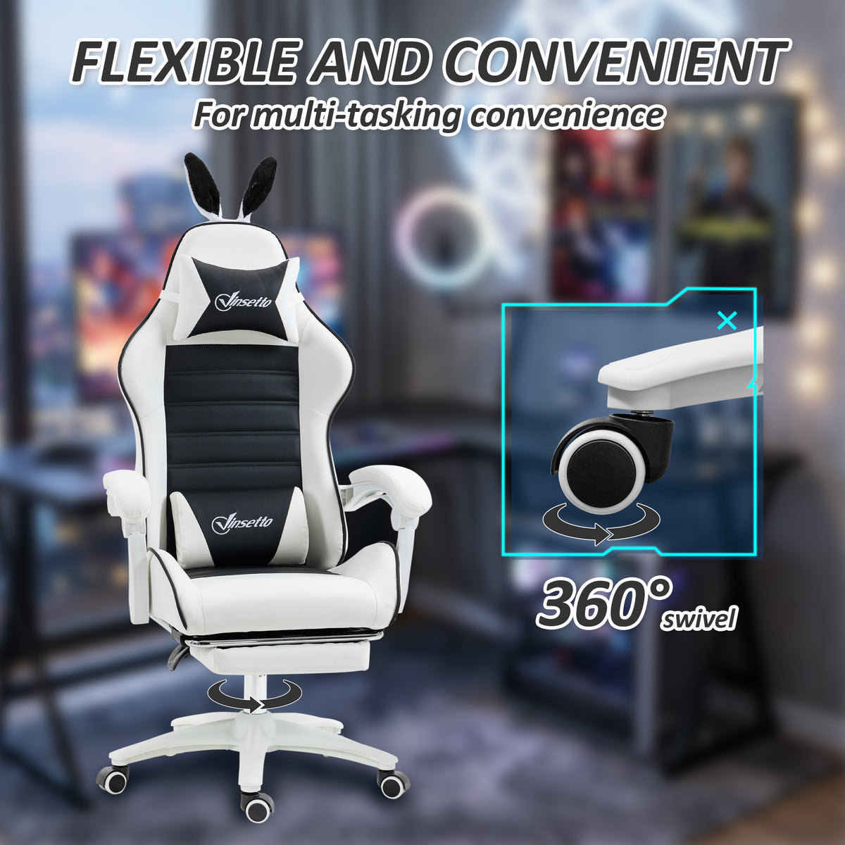 Chaise de gaming ergonomique avec repose-pieds