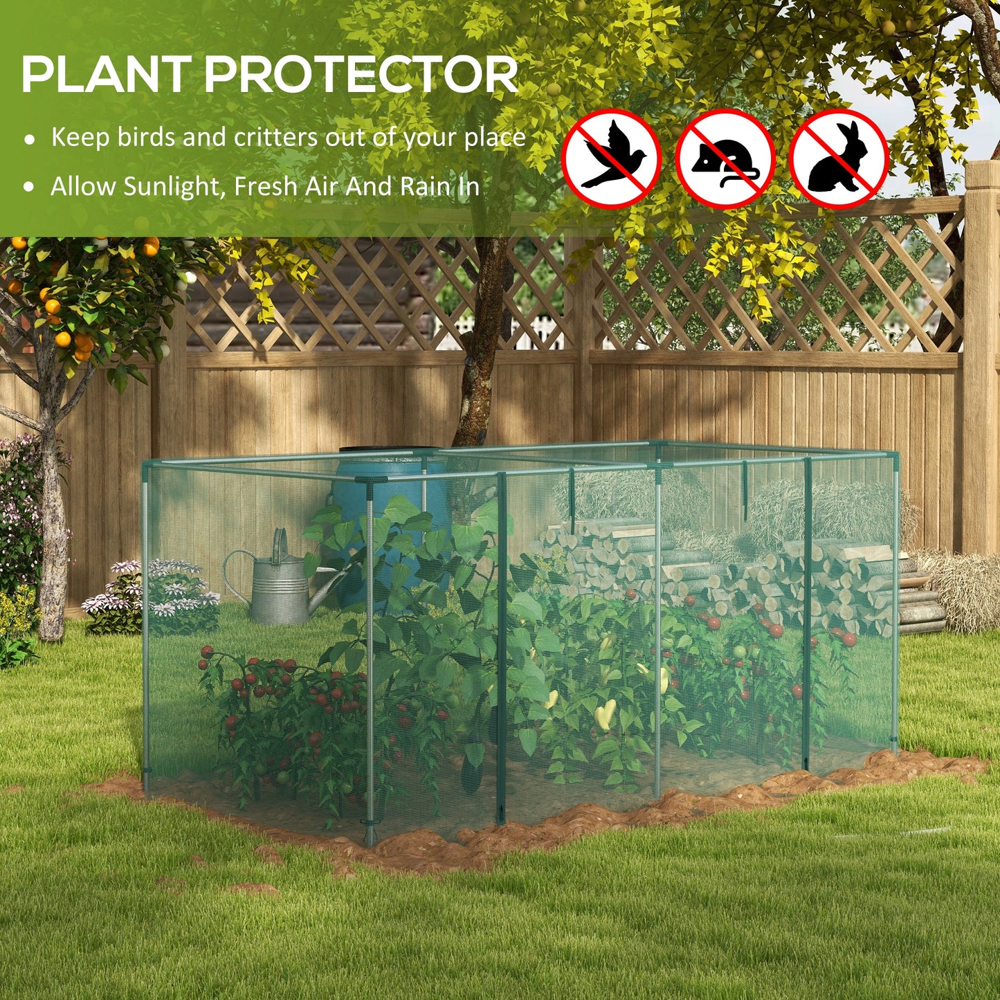 Cage protection cultures acier galvanisé porte zip 8x4 pieds