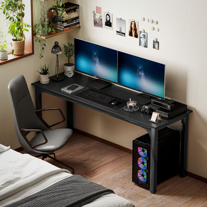 Bureau d'ordinateur industriel 180 cm surface grain de bois