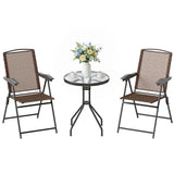 Ensemble bistro pliant 3 pièces avec table en verre