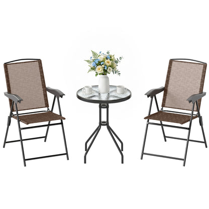 Ensemble bistro pliant 3 pièces avec table en verre