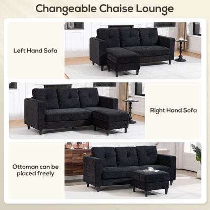 Divan sectionnel en L avec chaise modulable