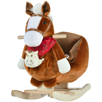 Cheval à bascule pour bébé en peluche avec sons