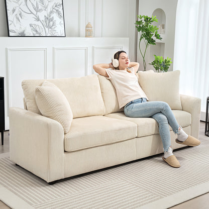 Sofa 3 places moderne en velours côtelé avec ressorts