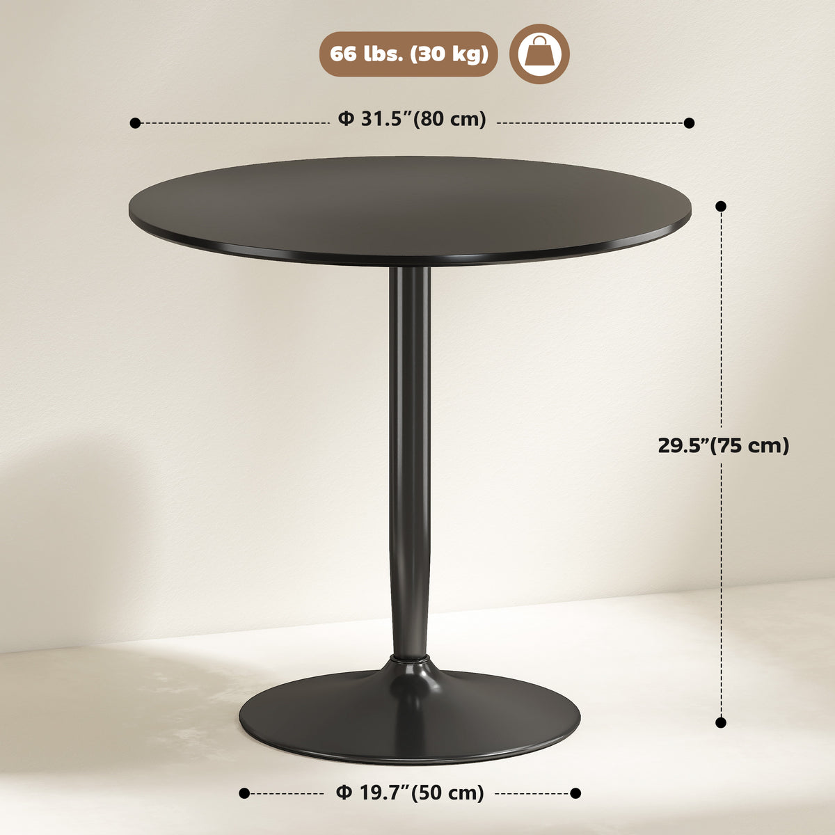 Table de cuisine ronde pour 2 personnes