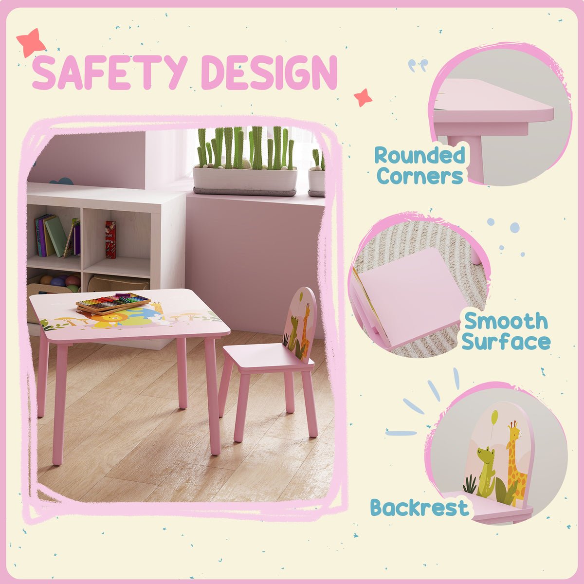 Ensemble table et chaises pour enfants — Lot de 3
