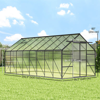 Serre de jardin 6,1 x 2,4 x 2,1 m avec ventilation ajustable