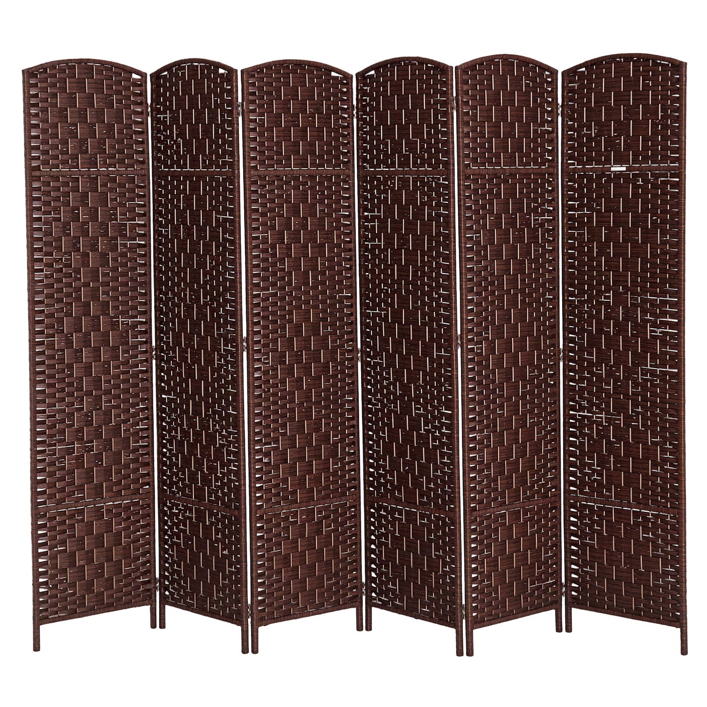 Paravent pliable 4 panneaux cadre bois tressé