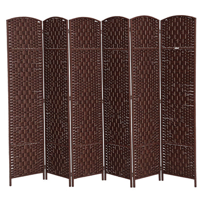 Paravent pliable 4 panneaux cadre bois tressé