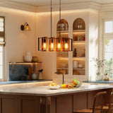Luminaire suspendu linéaire farmhouse 4 cadres rotatifs