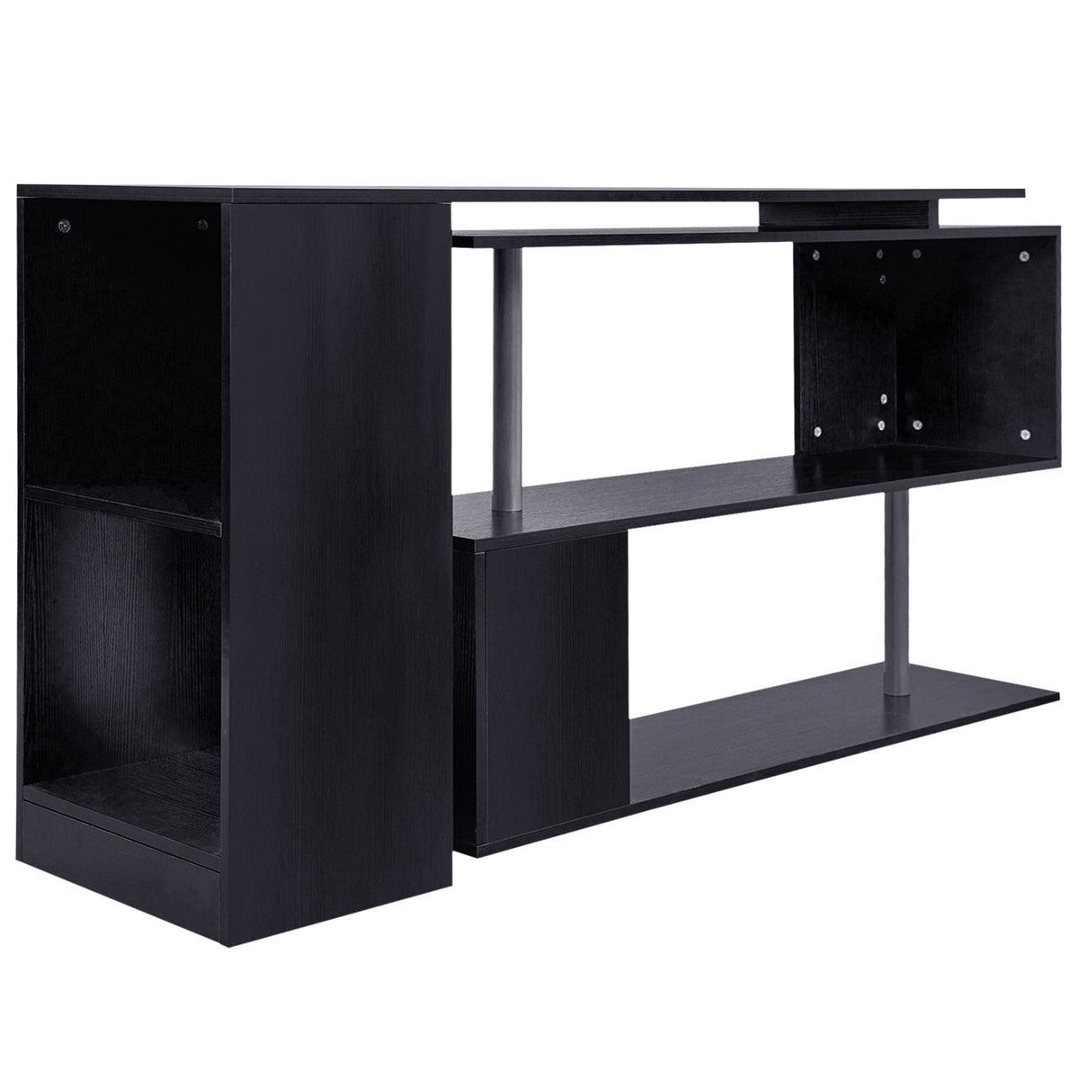 Bureau d'angle rotatif 360° avec étagères 3 niveaux