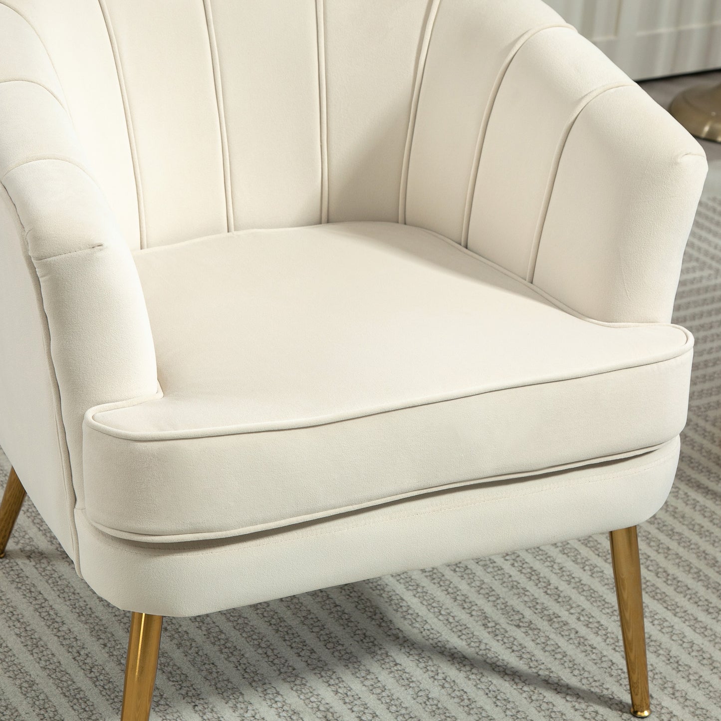 Fauteuil d'accent moderne avec pieds dorés en métal