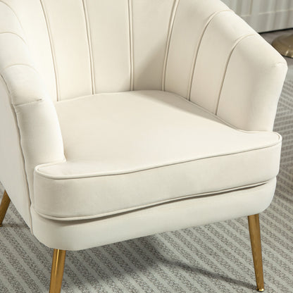 Fauteuil d'accent moderne avec pieds dorés en métal