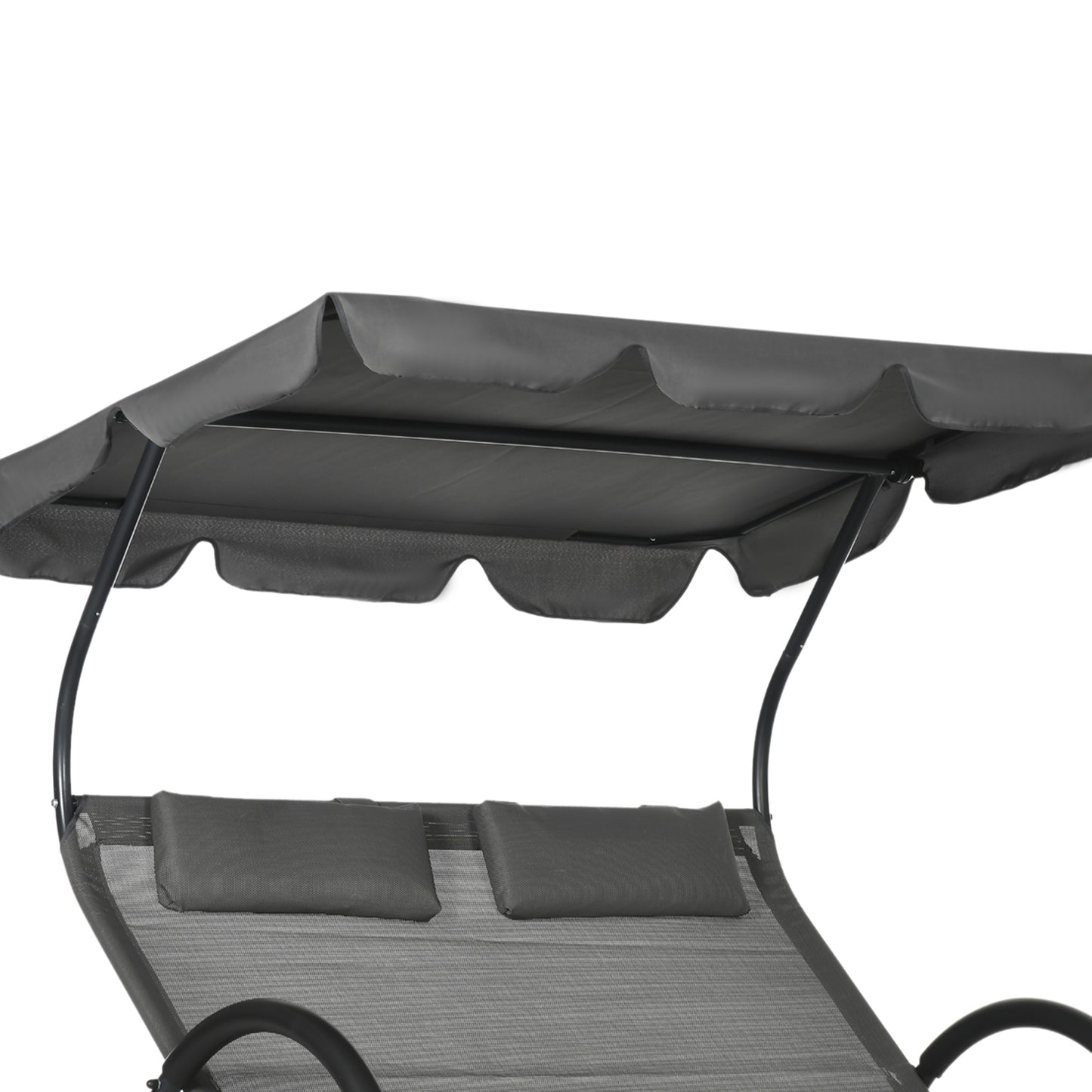 Chaise longue double avec parasol et roulettes