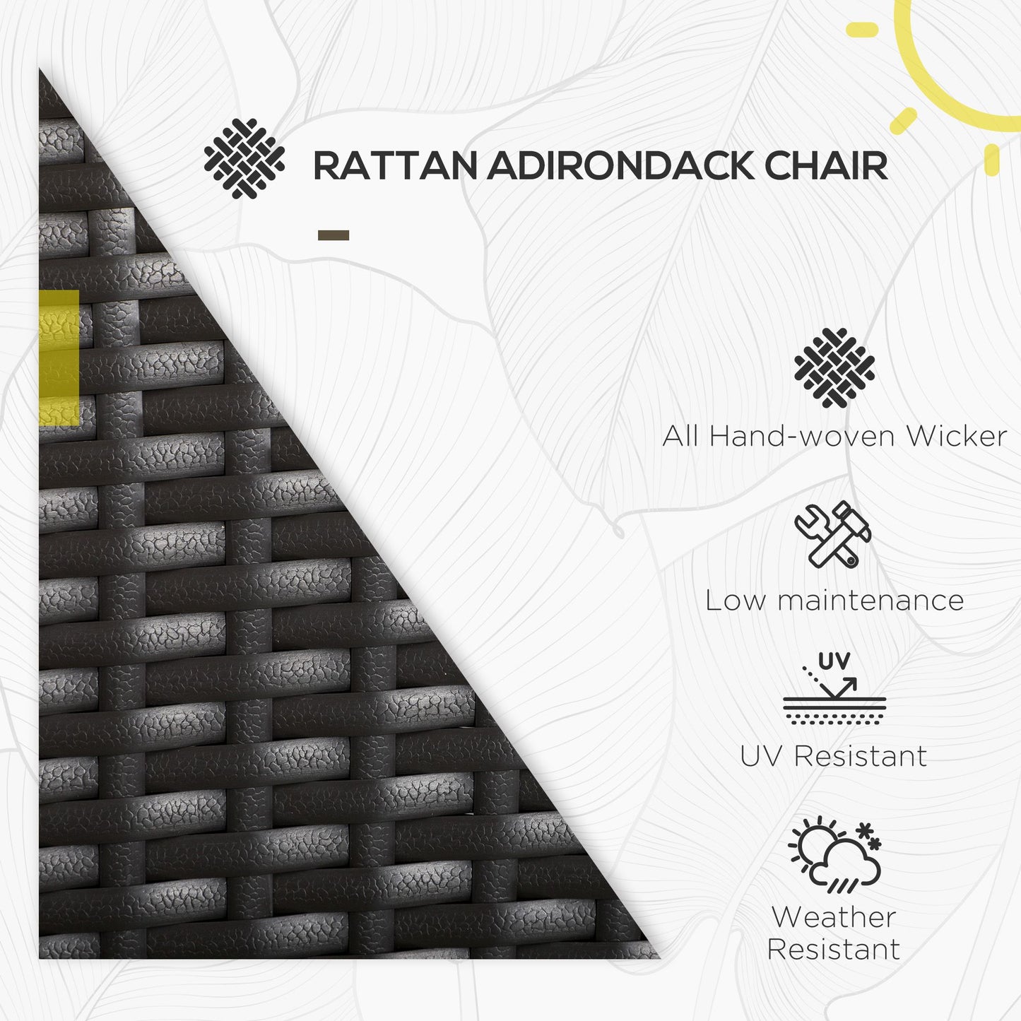 Fauteuil Adirondack rotin extérieur avec coussins