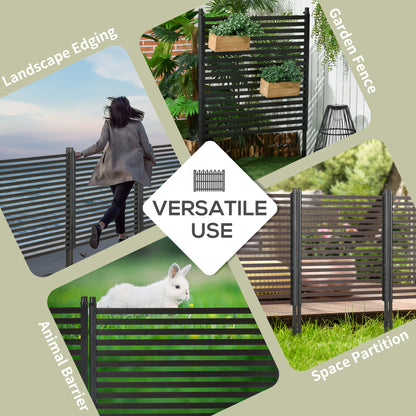 Outsunny 150cm Metal Garden Fence - Brown Outdoor Barrier