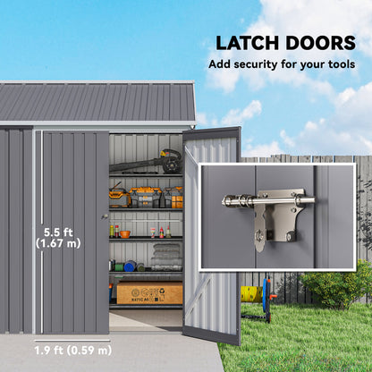 Abri de jardin métallique 2,6 m x 1,7 m — gris