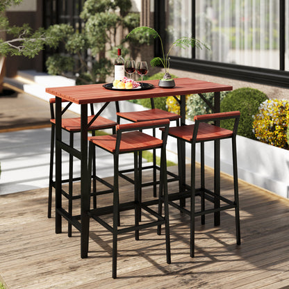 Ensemble bistro patio 5 pièces table haute tabourets