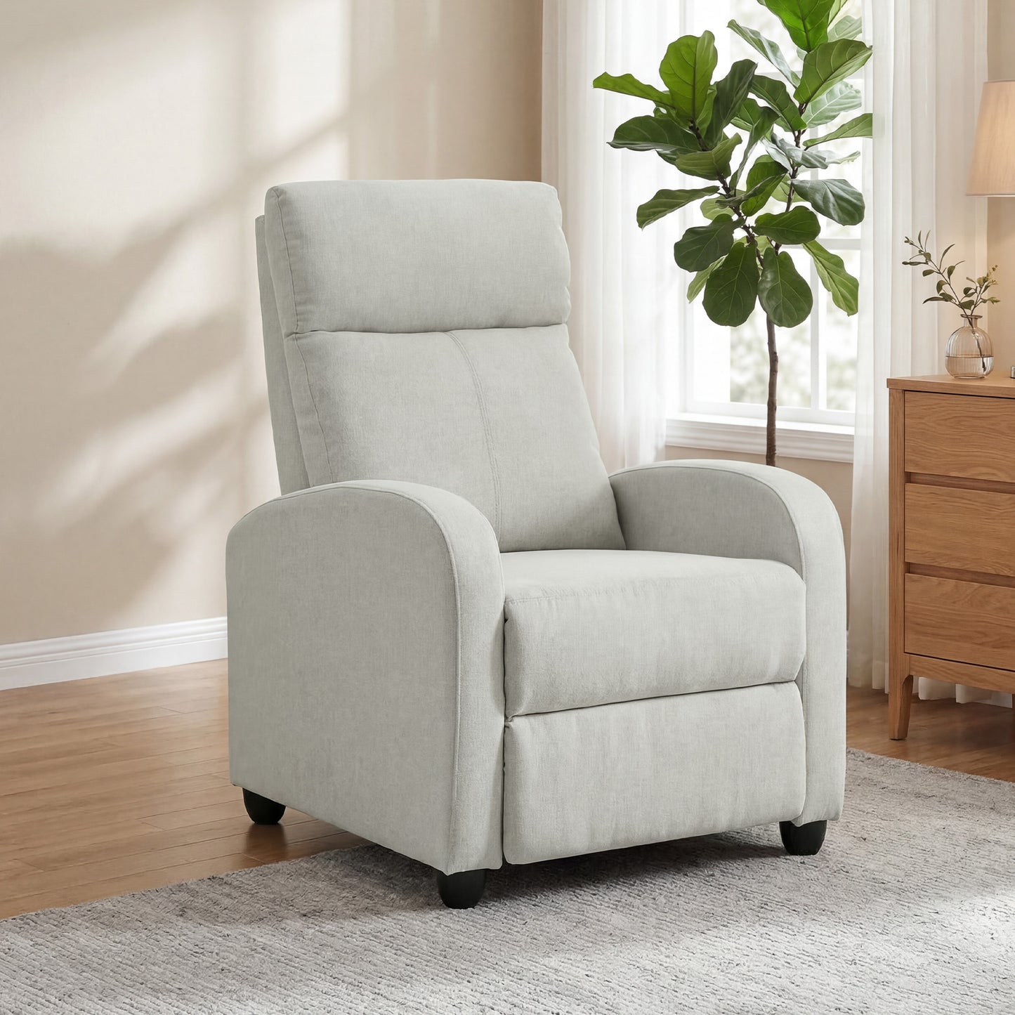 Fauteuil inclinable manuel rembourré lin pour salon