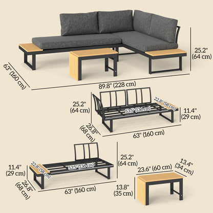 Ensemble patio sectionnel aluminium modulaire 3 pièces