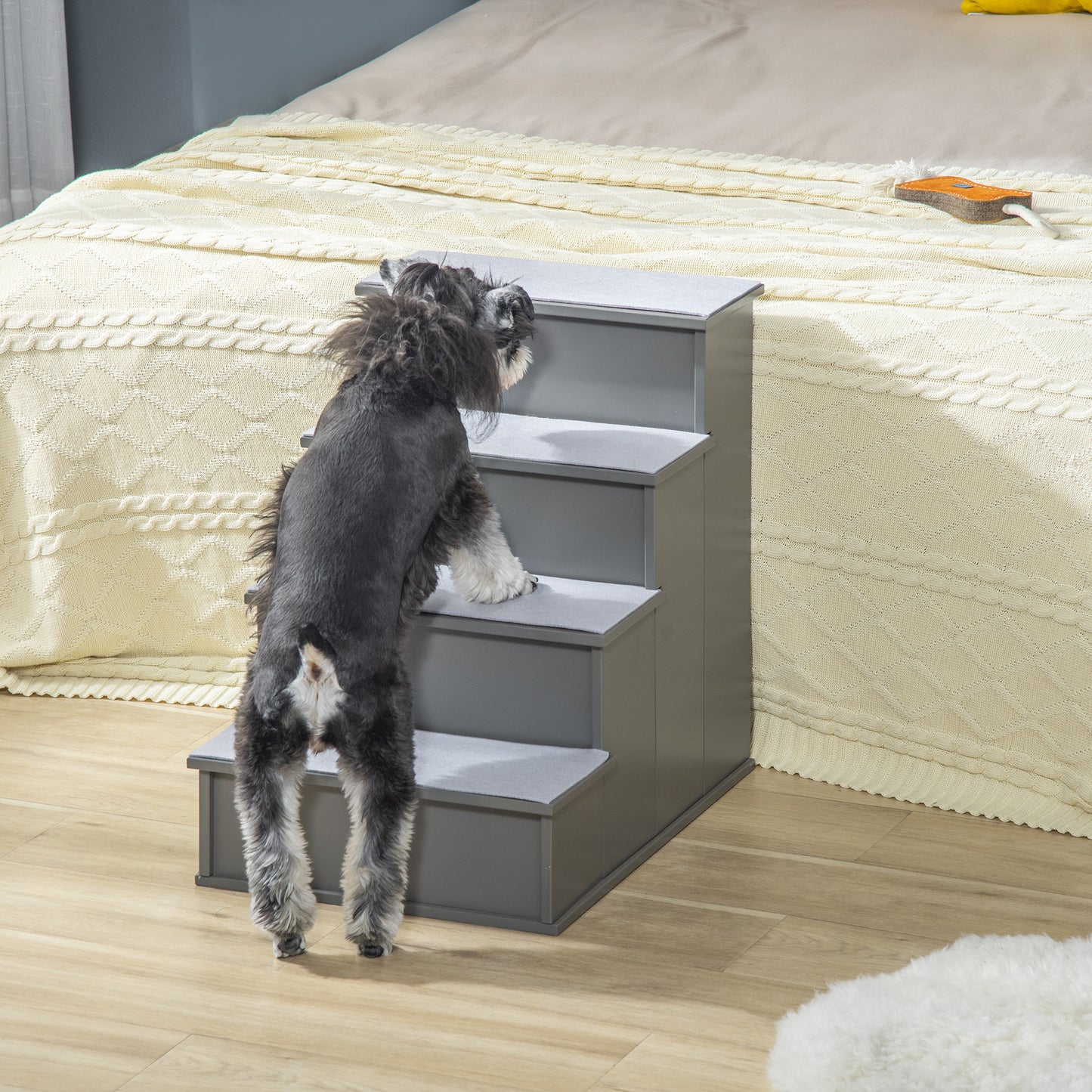 Escalier pour chien 4 niveaux bois MDF — café foncé