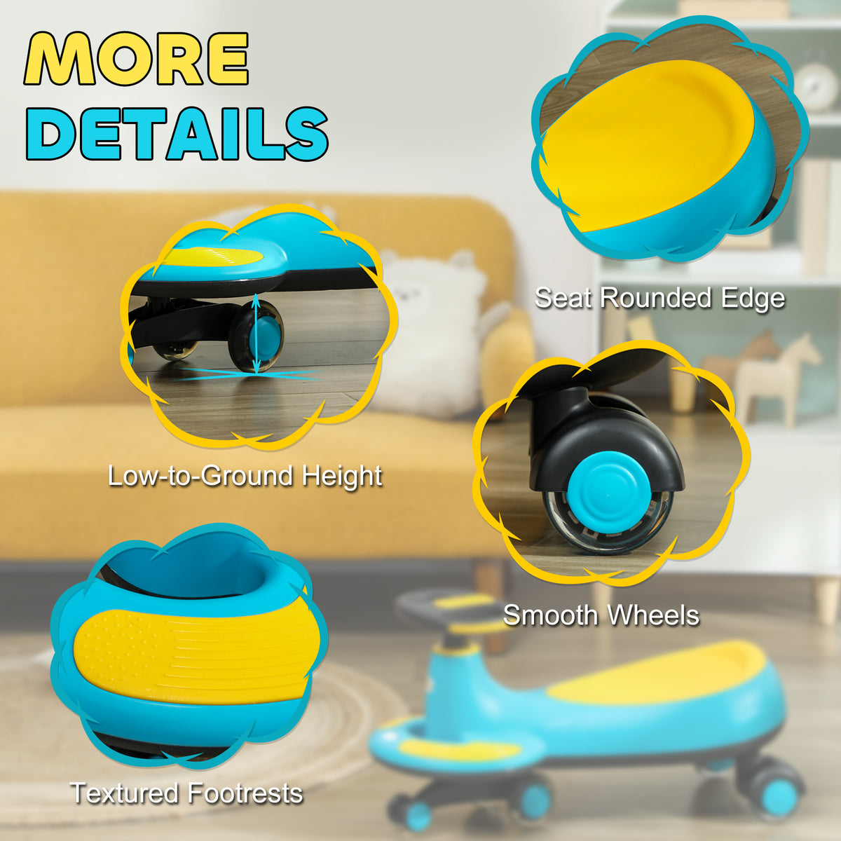 Voiture tortillante pour enfants avec lumières et musique
