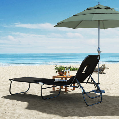 Chaise longue pliable avec trou visage 3 positions