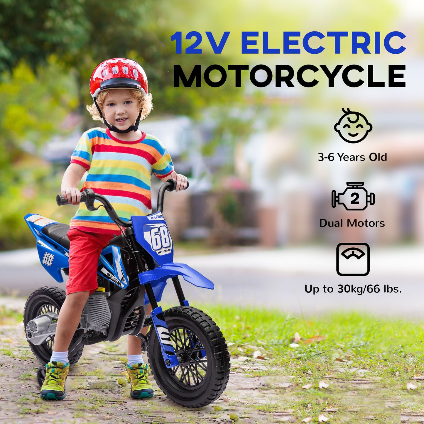 Moto électrique enfant 12V avec roues stabilisatrices