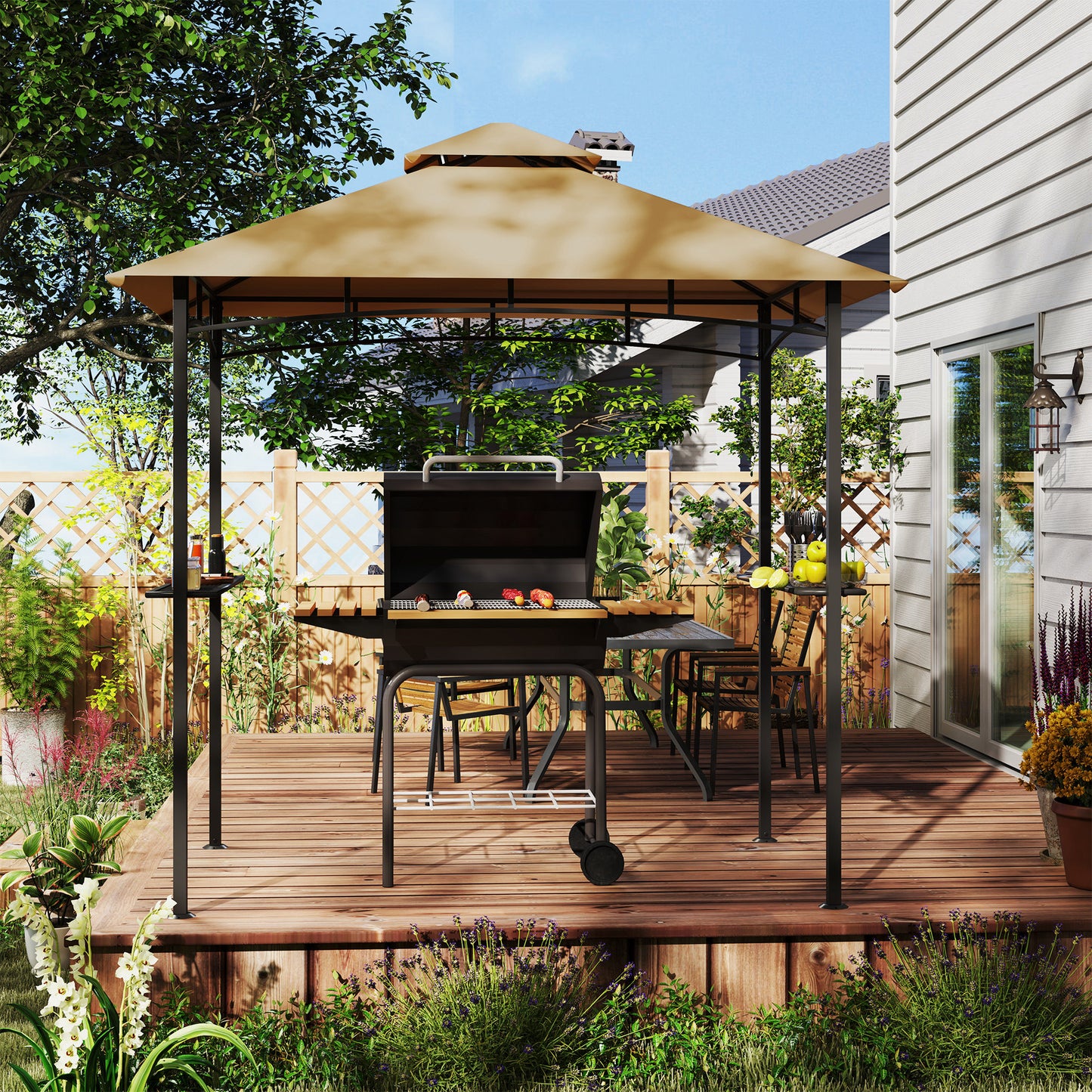 Gazebo de BBQ double toit 244 x 152 cm