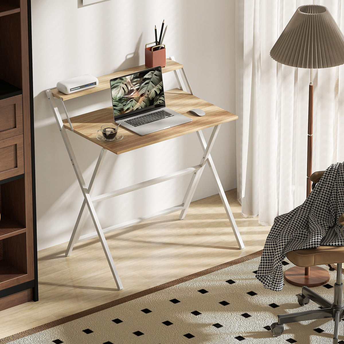 Bureau d'ordinateur pliant avec tablette pour moniteur
