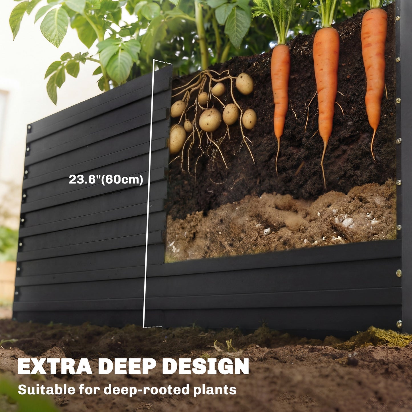 Bac jardinage surélevé galvanisé extra profond 152x91x60cm