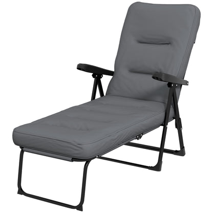 Chaise longue inclinable pliante avec repose-pieds rembourrée