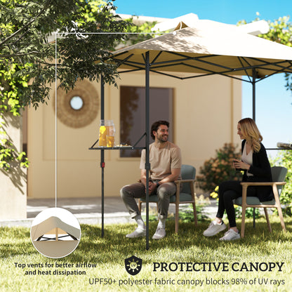 Gazebo de barbecue escamotable UPF 50+ avec 2 tablettes