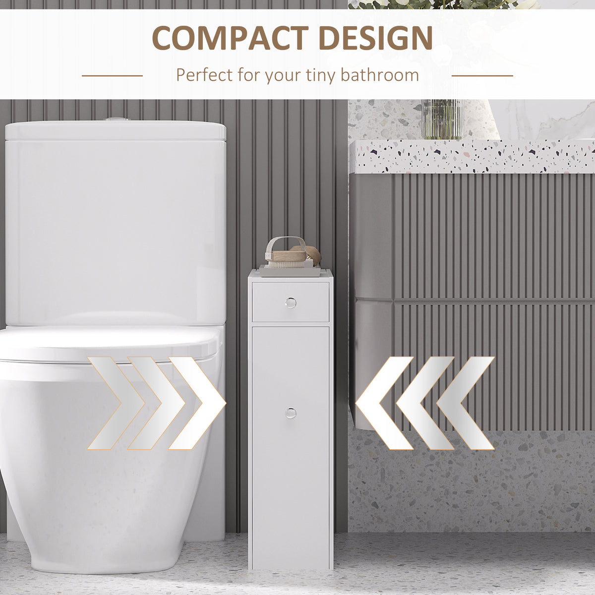 Armoire toilette étroite avec tiroirs rangement caché