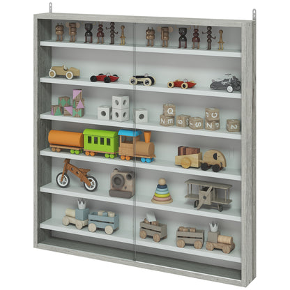 Vitrine murale 7 niveaux avec portes en verre