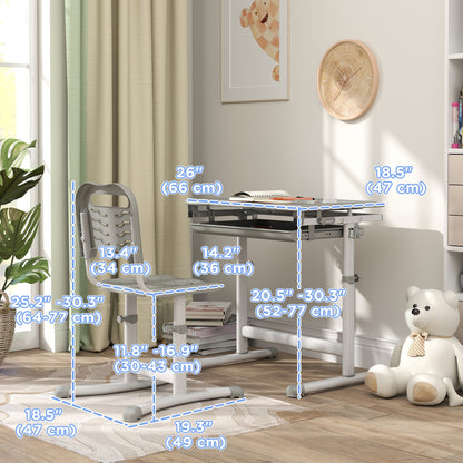 Bureau d'étude ajustable avec chaise et tiroir enfant