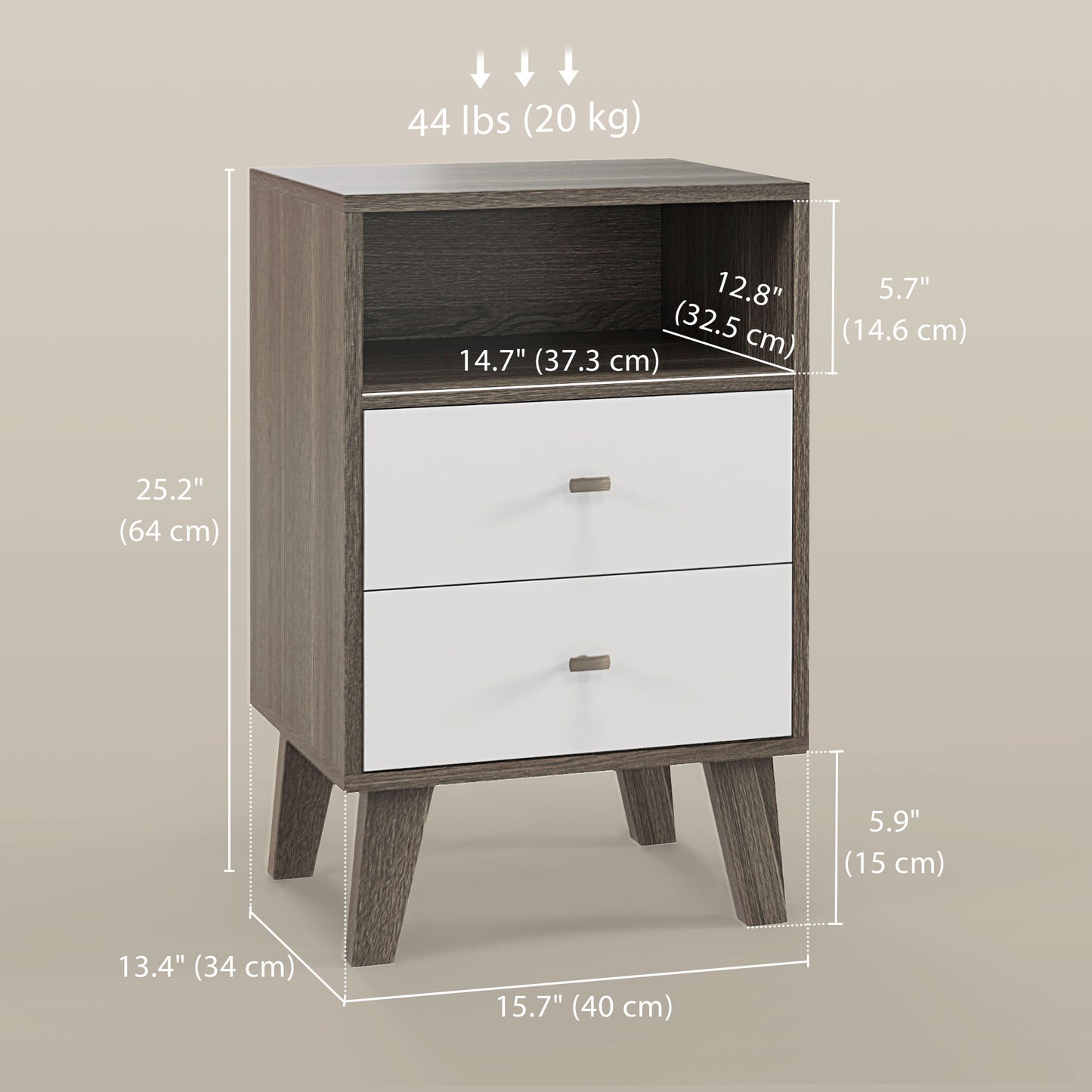 Tables de chevet modernes avec 2 tiroirs — lot de 2