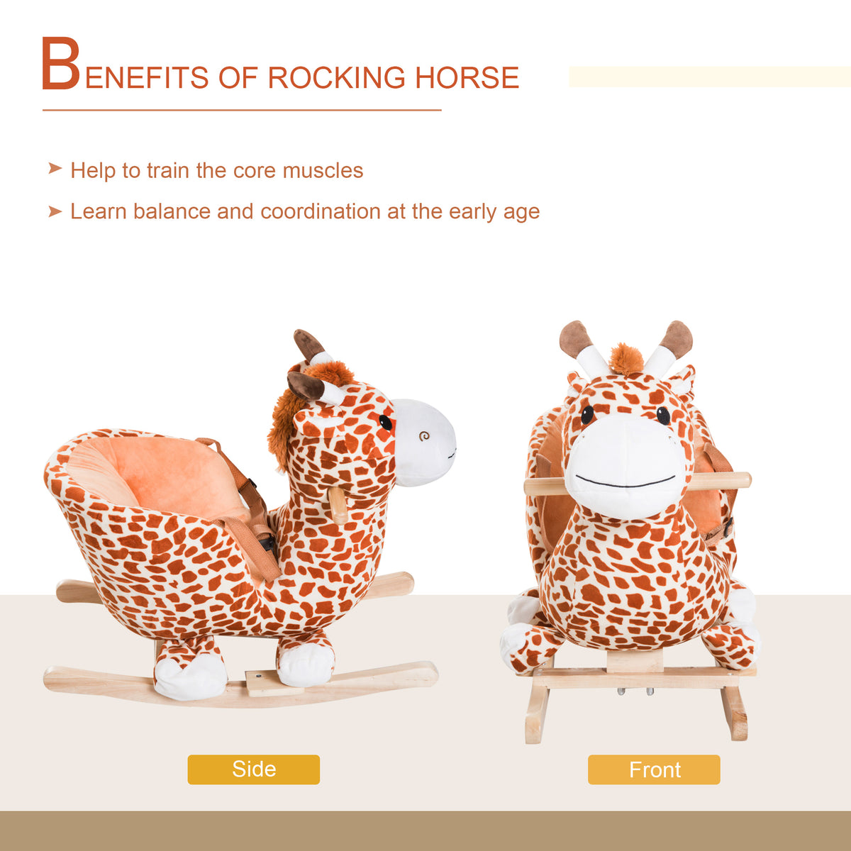 Cheval à bascule pour bébé girafe peluche