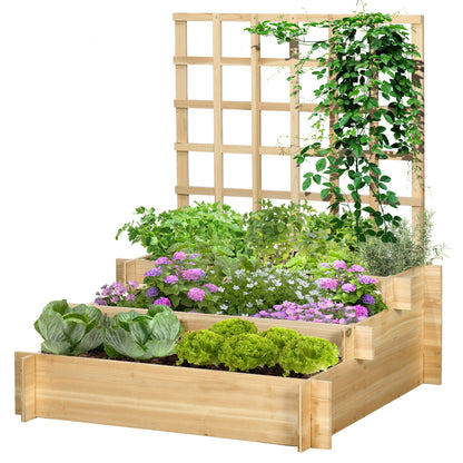 Jardinière surélevée 3 étages avec treillis